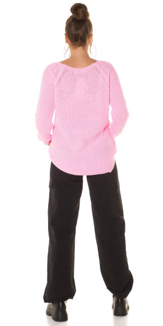Troody basic comfy fit pullover roze